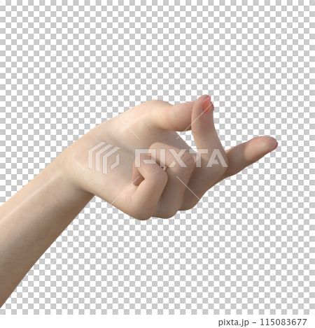 指パッチン 左手の指をパチンと弾いて音を出すポーズ  女性のハンドパーツの3Dイラスト 115083677