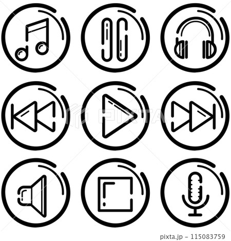 Set of music related vector line icons. Premium linear symbols pack. Set of music related vector line icons. Premium linear symbols pack. 115083759