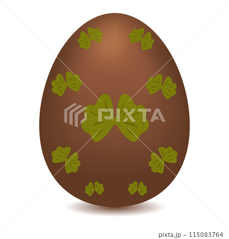 Chocolate colored Easter egg. Egg painted with bows green color. Multicolored Easter egg. Cocoa colored egg. Chocolate colored Easter egg. Egg painted with bows green color. Multicolored Easter egg. Cocoa colored egg. 115083764