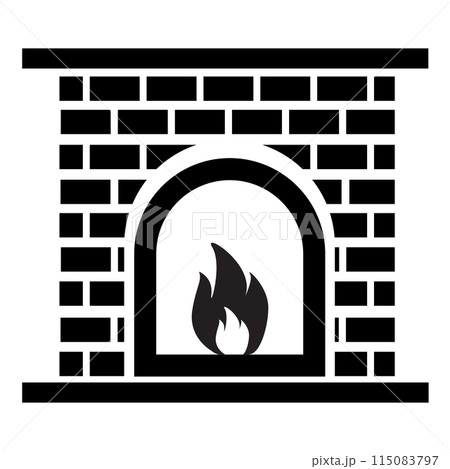 Home fireplace icon. Fireplace sign. Fireplace symbol. flat style. 115083797