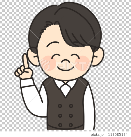 Illustration of a male barista pointing 115085154