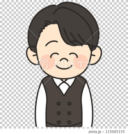 Illustration of a male barista smiling and facing forward Illustration of a male barista smiling and facing forward 115085155