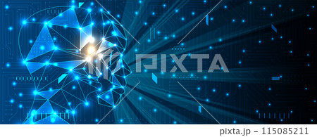 Abstract Artificial intelligence. Cloud computing. Machine learning. Technology web background. Virtual concept futuristic background. Vector art. 115085211