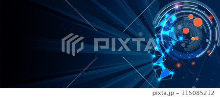 Abstract Artificial intelligence. Cloud computing. Machine learning. Technology web background. Virtual concept futuristic background. Vector art. 115085212