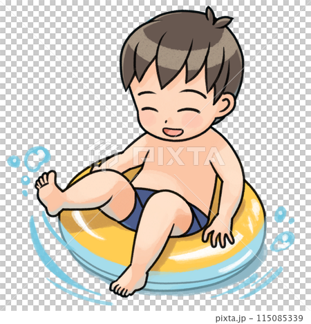 Boy sitting on a float 115085339