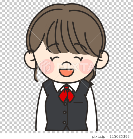 一位身穿紅領巾、身穿制服的年輕上班族面帶微笑期待的插圖 115085395