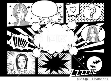 女の子たちが喋る吹き出しのアメコミ風 女の子たちが喋る吹き出しのアメコミ風 115085464