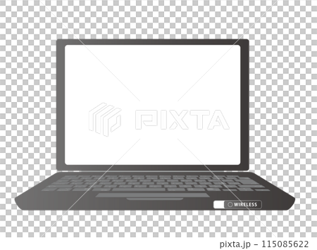 無線LAN接続ボタンがあるノートパソコンのイラスト 115085622
