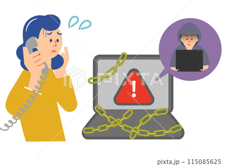 インターネット詐欺にあう女性 115085625