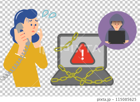 インターネット詐欺にあう女性 115085625