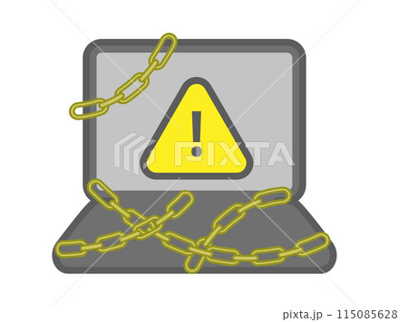 乗っ取りにあったノートパソコンのイラスト 115085628