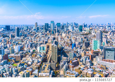 日本の東京都市景観 シティビュー・変貌する渋谷。渋谷の摩天楼・桜丘口再開発のビルも完成… 115085727