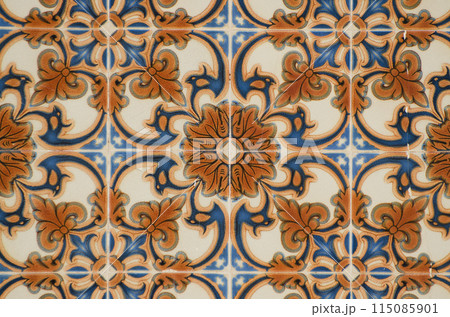Traditional Portuguese glazed tiles Traditional Portuguese glazed tiles 115085901
