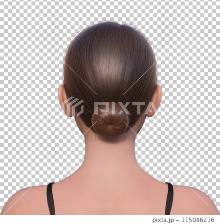 Illustration of a woman's back Natural 3D model of upper body bust up from behind Illustration of a woman's back Natural 3D model of upper body bust up from behind 115086216
