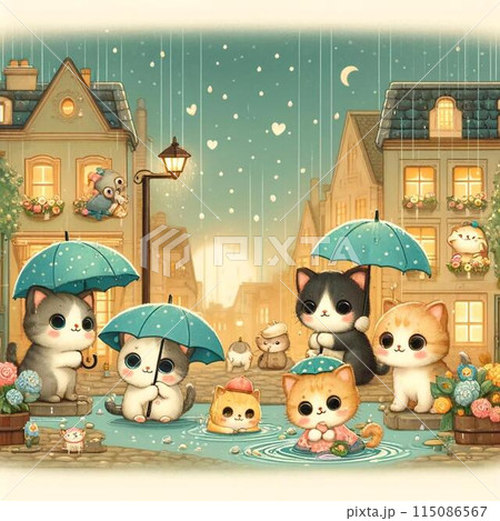 雨の中の猫たち 雨の中の猫たち 115086567