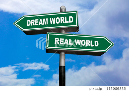 Dream world or Real world - Direction signs 115086886