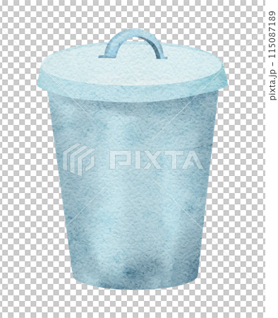 Blue recycling bin watercolor drawing isolated on background. Recycle bin clipart. Rubbish can illustration. Hand drawn reuse symbols for ecological design. Zero waste lifestyle. Blue recycling bin watercolor drawing isolated on background. Recycle bin clipart. Rubbish can illustration. Hand drawn reuse symbols for ecological design. Zero waste lifestyle. 115087189