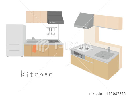 手描きのシステムキッチンのイラスト(カラー/主線なし) 手描きのシステムキッチンのイラスト(カラー/主線なし) 115087253