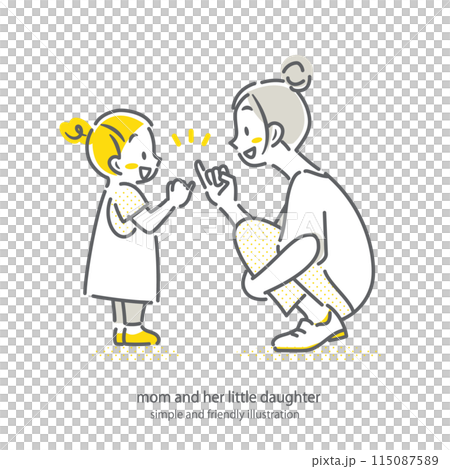 母親與女孩許下承諾 — 簡單時尚的線條畫插圖 母親與女孩許下承諾 — 簡單時尚的線條畫插圖 115087589