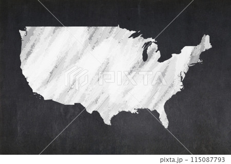 Map of the USA drawn on a blackboard 115087793