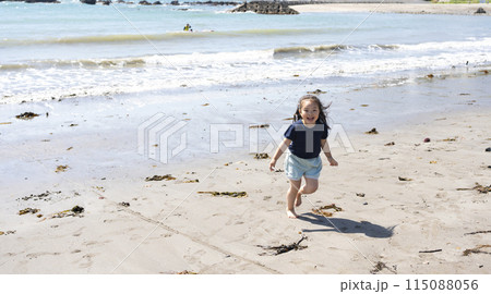 波打ち際で遊ぶ女の子 波打ち際で遊ぶ女の子 115088056