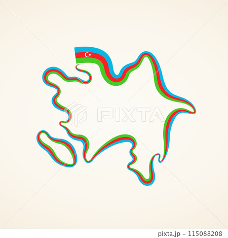 Azerbaijan - Flag ribbon map 115088208
