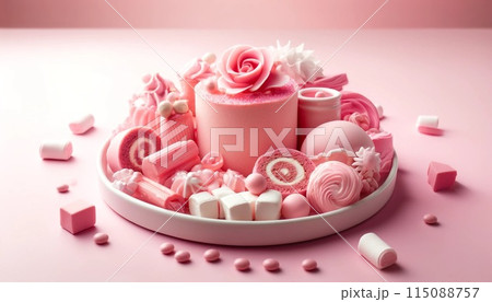 ピンクのデザートプレート ピンクのデザートプレート 115088757