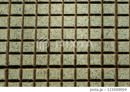 Detail of white granite mosaic grid Detail of white granite mosaic grid 115089004