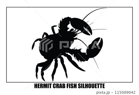 Silhouette Hermit crab animal, Hermit crab design vector silhouette 115089042