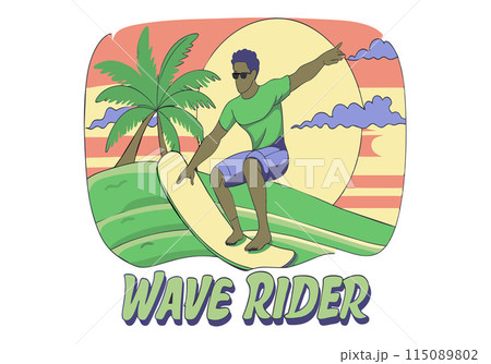 A man is surfing on a wave A man is surfing on a wave 115089802
