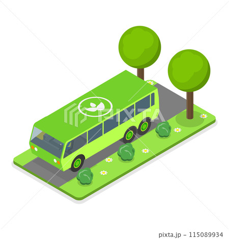 3D Isometric Flat Illustration of Sustainable Transportation, Green Eco Vehicles. Item 1 115089934
