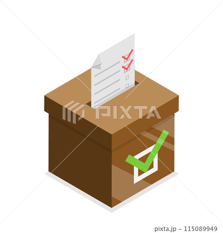 3D Isometric Flat Illustration of Voting Box Set, Poll and Survey. Item 5 115089949