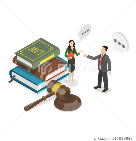 3D Isometric Flat Illustration of Law And Justice, Legal Advice and Attorney Service. Item 1 115089956