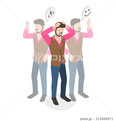 3D Isometric Flat Vector Illustration of PTSD Effects, Posttraumatic Stress Disorder. Item 4 115089971