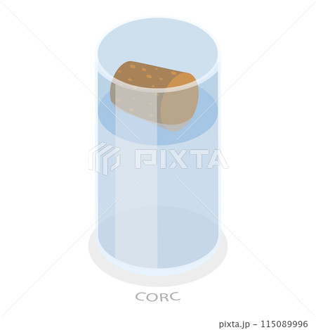 3D Isometric Flat Illustration of Buoyancy Force, Physics Educational Experiment. Item 3 115089996