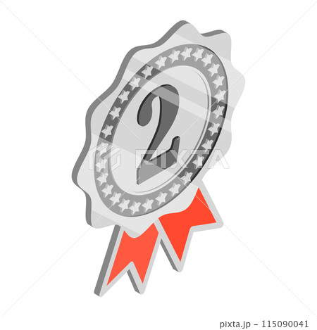 3D Isometric Flat Illustration of Winner Rosette Set, 1st, 2nd and 3rd Medals. Item 2 115090041