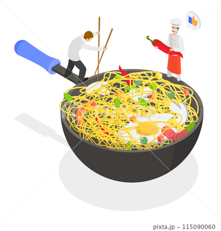 3D Isometric Flat Vector Illustration of Various Dishes, Different Food Set. Item 4 115090060