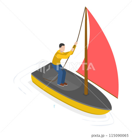 3D Isometric Flat Vector Set of Sailing Boats, Travel Ship and Yachts. Item 4 115090065