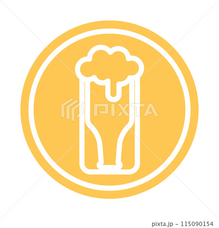 Beer glass sticker icon Flat design Vectorのイラスト素材 [115090154] - PIXTA