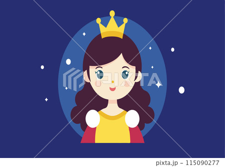 A cartoon girl with a crown on her head A cartoon girl with a crown on her head 115090277
