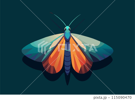 A colorful butterfly with orange wings is the main focus of the image 115090470