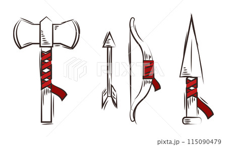 Set of medieval weapons icons Vector 115090479