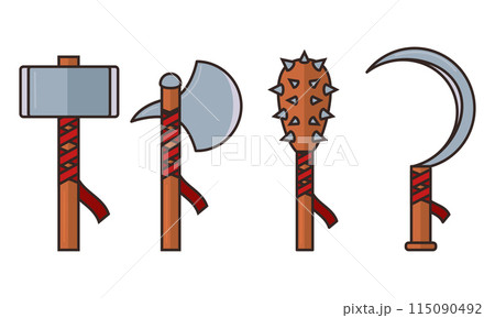 Set of medieval weapons icons Vector 115090492