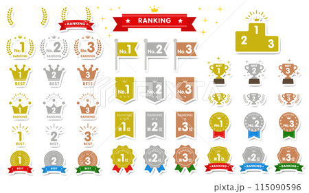 立体のベクターのランキングアイコンセット 115090596