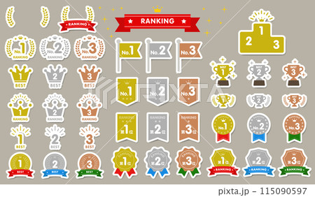 立体のベクターのランキングアイコンセット 115090597