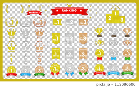 手描き風ベクターのランキングアイコンセット 115090600