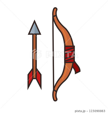 Colored bow and arrow medieval weapon icon Vector Colored bow and arrow medieval weapon icon Vector 115090863