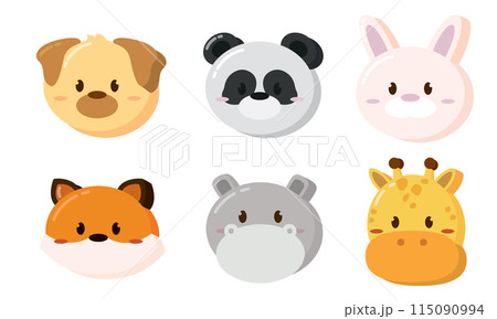 Set of kawaii animal emoticons Vector Set of kawaii animal emoticons Vector 115090994
