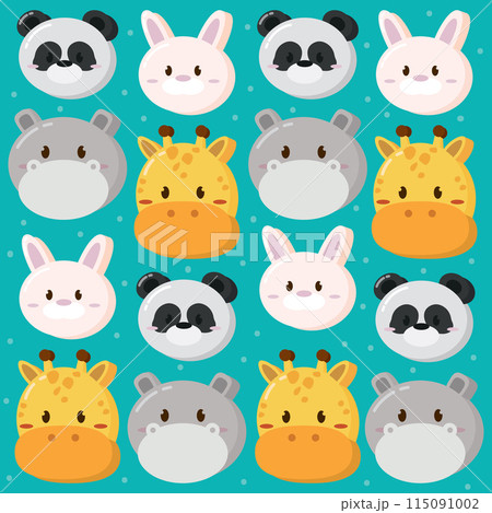 Kawaii animal emoticon pattern background Vector Kawaii animal emoticon pattern background Vector 115091002