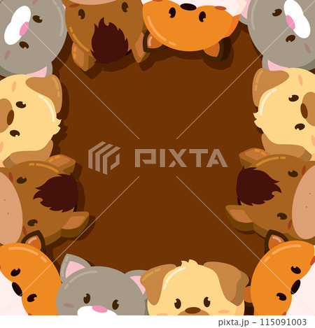 Kawaii animal emoticon pattern background Vector 115091003